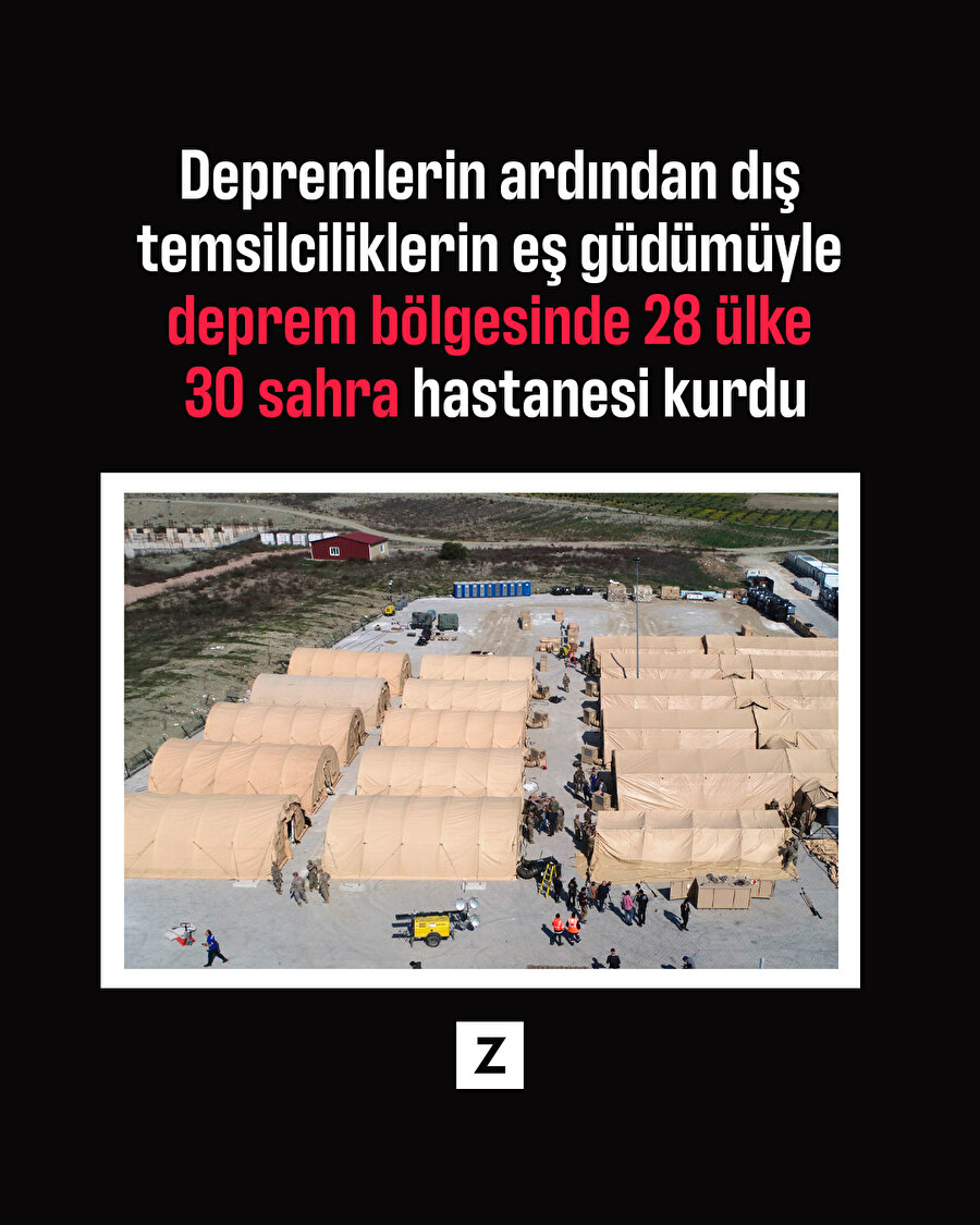 Deprem bölgesinde 28 ülke 30 sahra hastanesi kurdu
