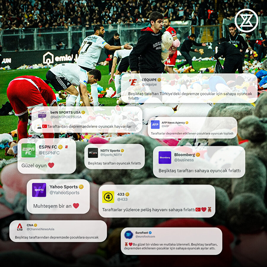 Yabancı basın, Beşiktaş taraftarının sahaya pelüş oyuncak atmasını konuşuyor