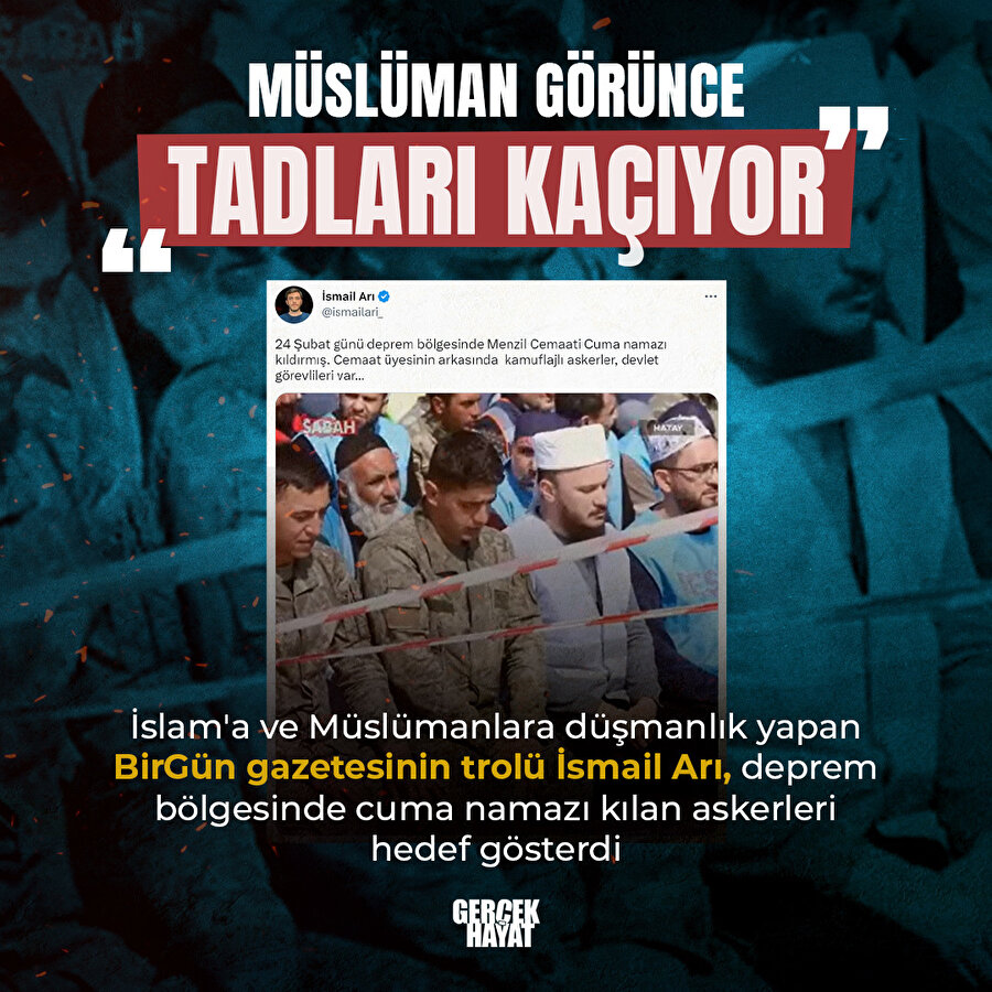 Namaz kılan askerleri hedef gösterdi