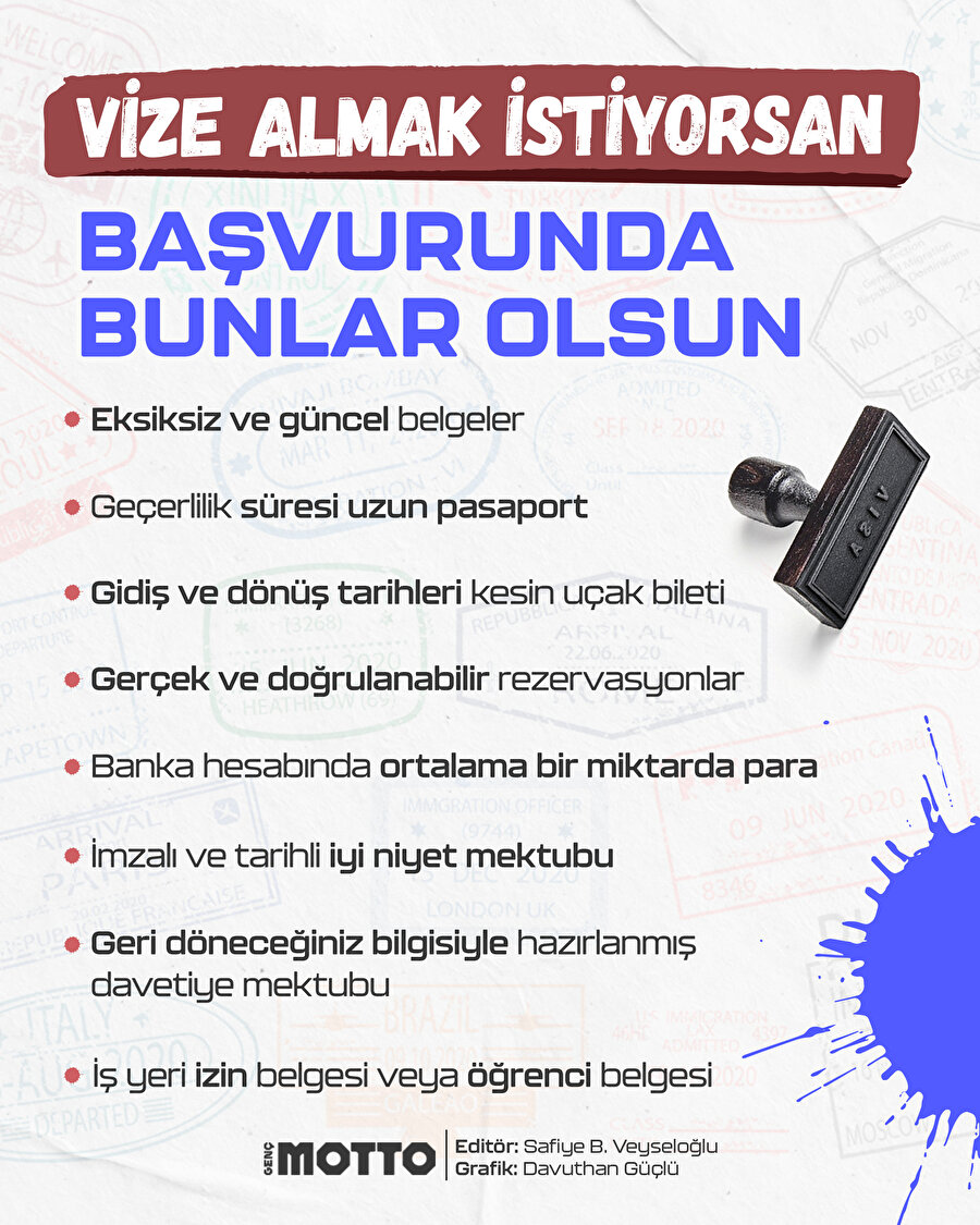 Vize almak istiyorsan başvurunda bunlar olsun 
