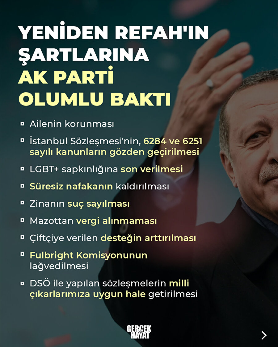 Yeniden Refah'ın şartları kabul edildi