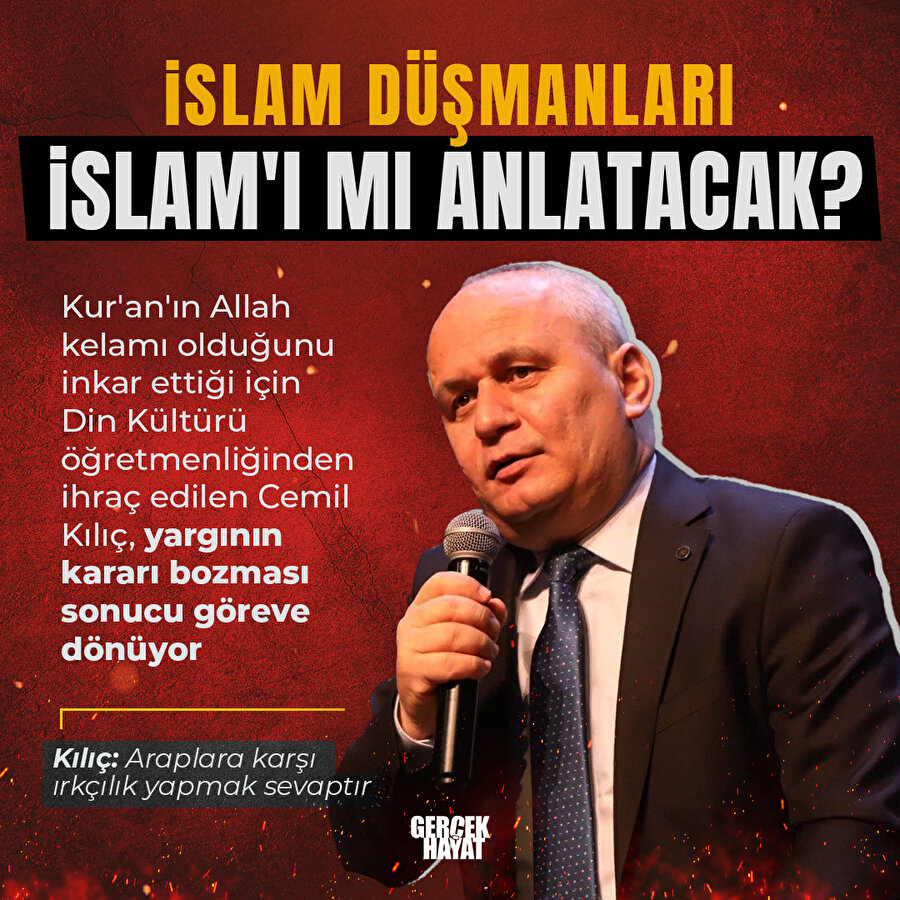 İslam düşmanı Cemil Kılıç görevine iade edildi