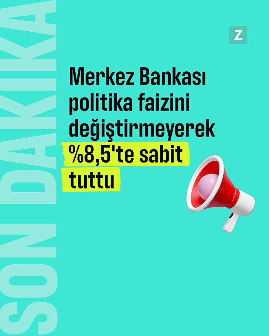 Merkez Bankası, politika faizini değiştirmeyerek %8,5'te sabit tuttu