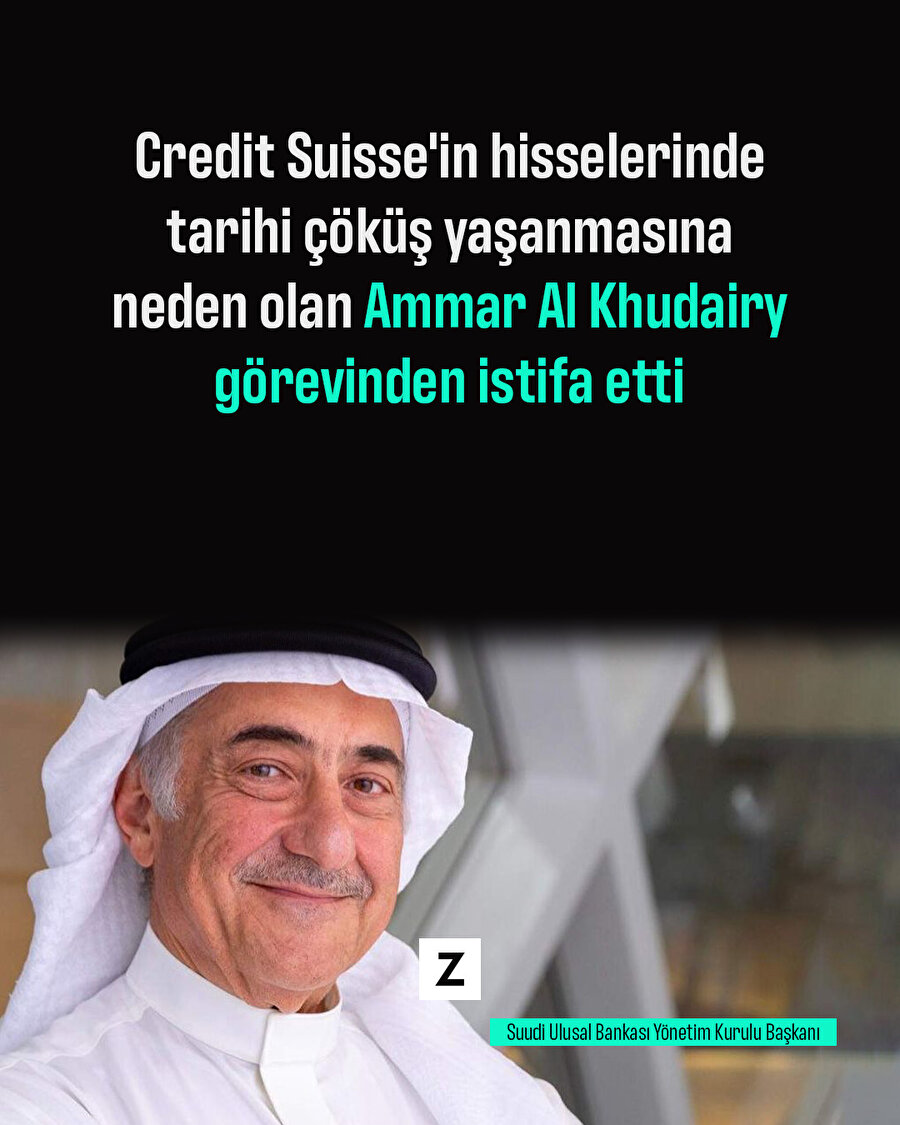 Credit Suisse'in hisselerinde tarihi çöküş yaşanmasına neden olan Ammar Al Khudairy  istifa etti