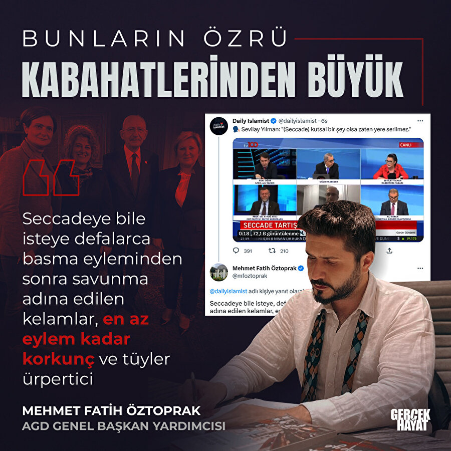 AGD Genel Başkan Yardımcısından seccade tepkisi