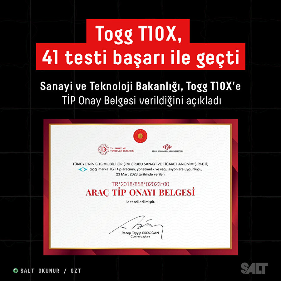 Togg T10X, 41 testi başarıyla geçti 