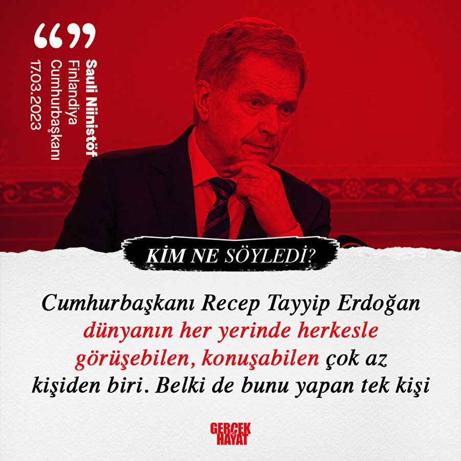 Finlandiya Cumhurbaşkanı'ndan Erdoğan'a övgü