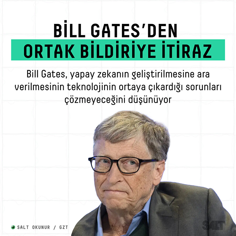 Bill Gates'den ortak bildiriye itiraz