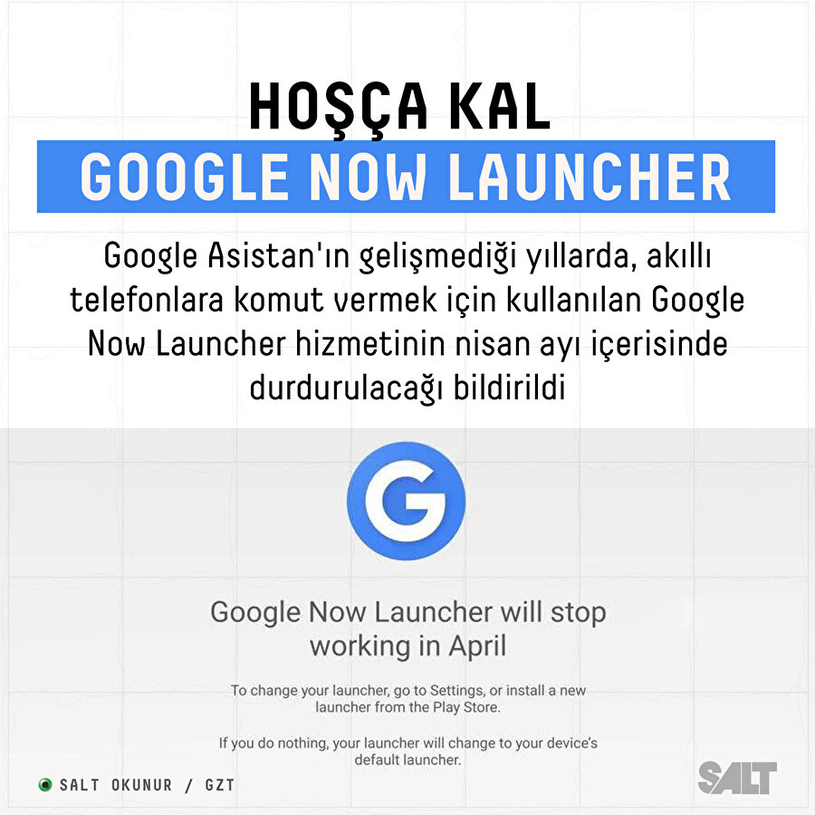 Hoşça kal 'Google Now Launcher' 