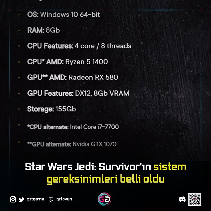 Star Wars Jedi: Survivor'ın sistem gereksinimleri belli oldu