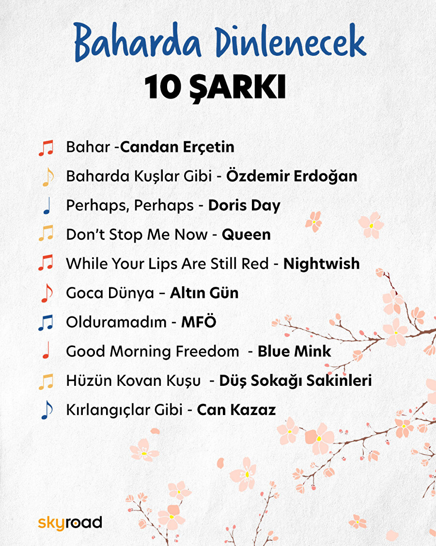 Baharda dinlenecek 10 şarkı 🎶