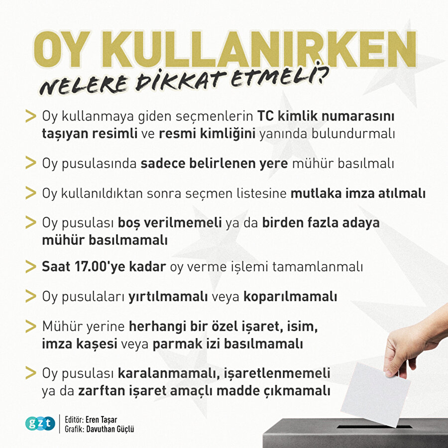 Oy kullananların uyması gereken kurallar