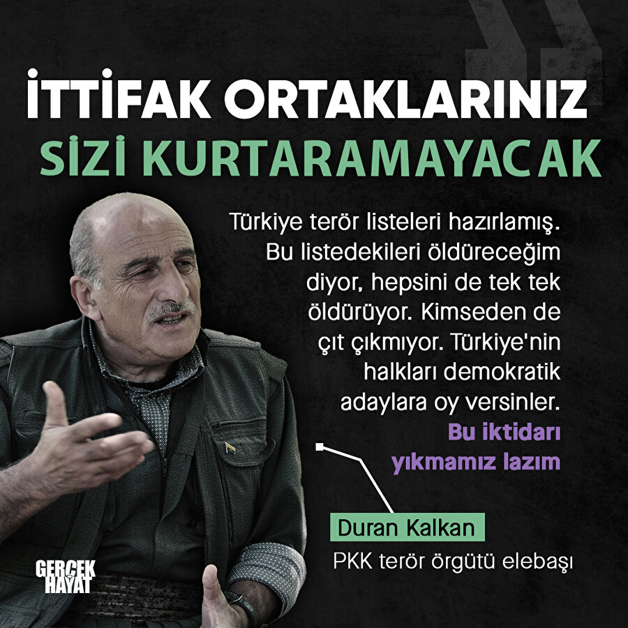 PKK elebaşından muhalefete destek