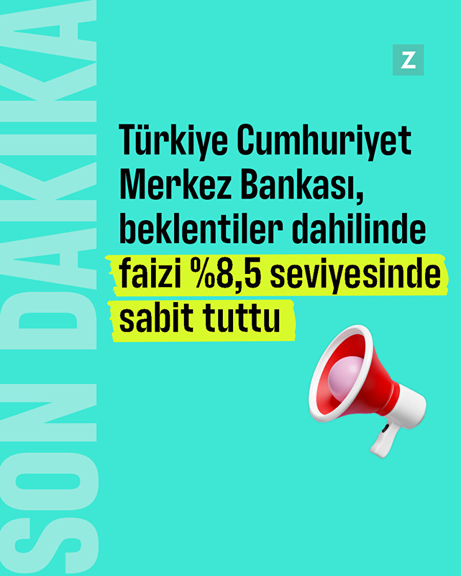Türkiye Merkez Bankası faizi %8,5'te sabit tuttu