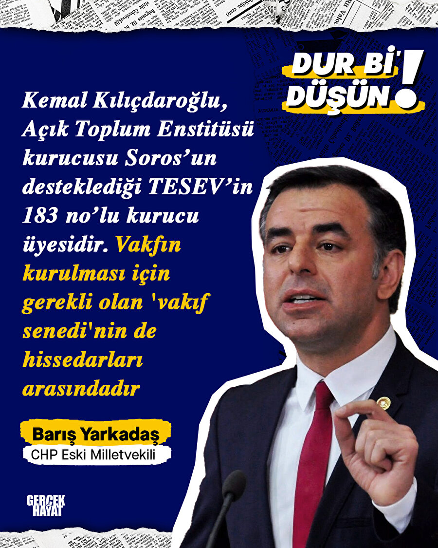 Yarkadaş, Kılıçdaroğlu'nun TESEV'li olduğunu söyledi