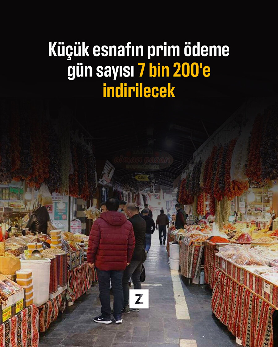 Küçük esnafın prim ödeme gün sayısı 7 bin 200'e indi