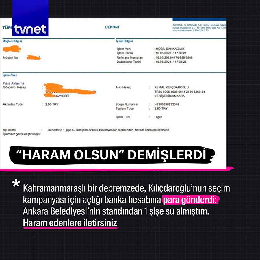 Depremzede aldığı suyun parasını Kılıçdaroğlu'na gönderdi