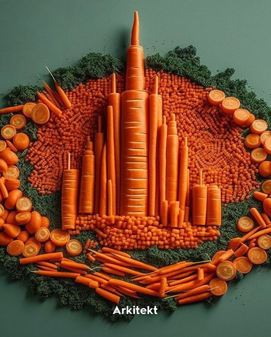 Havuçlardan yapılan kent silüetleri!