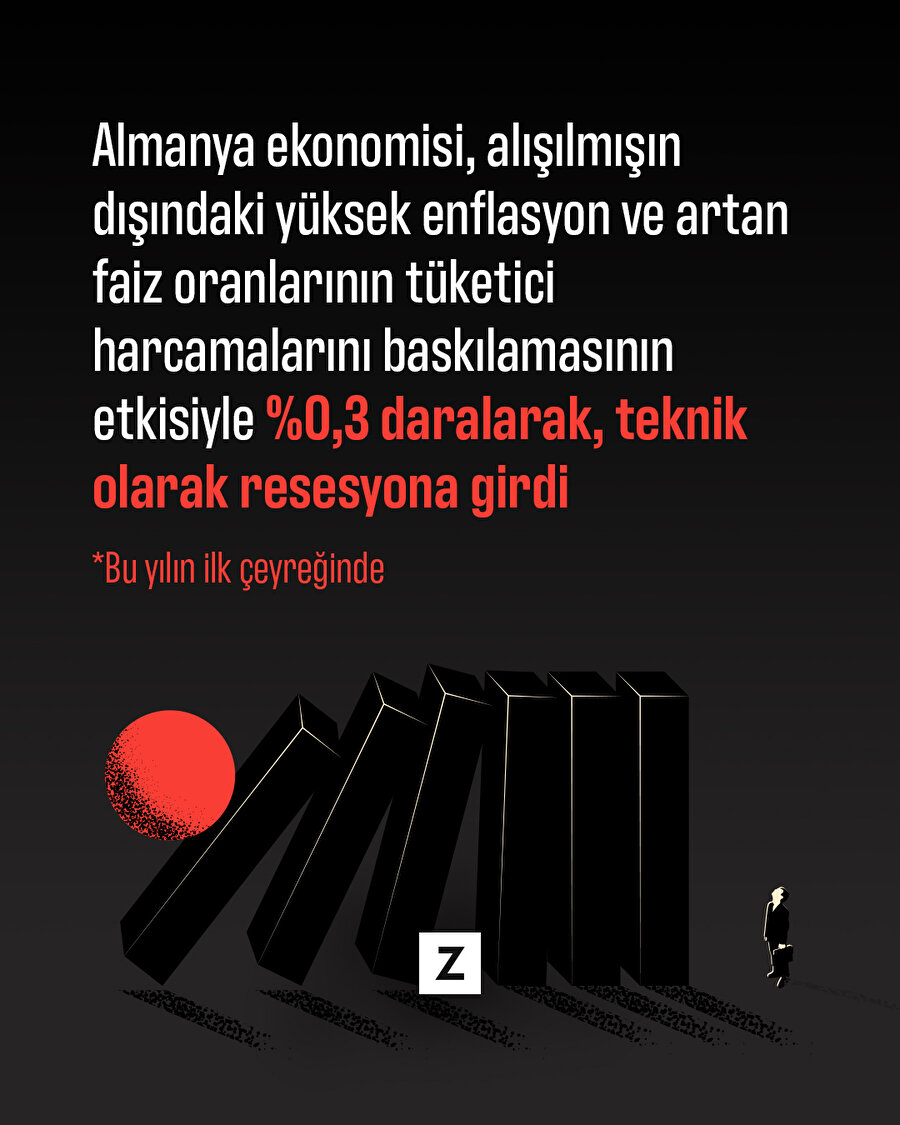 Alman ekonomisi özel tüketimin düşmesiyle resesyona girdi