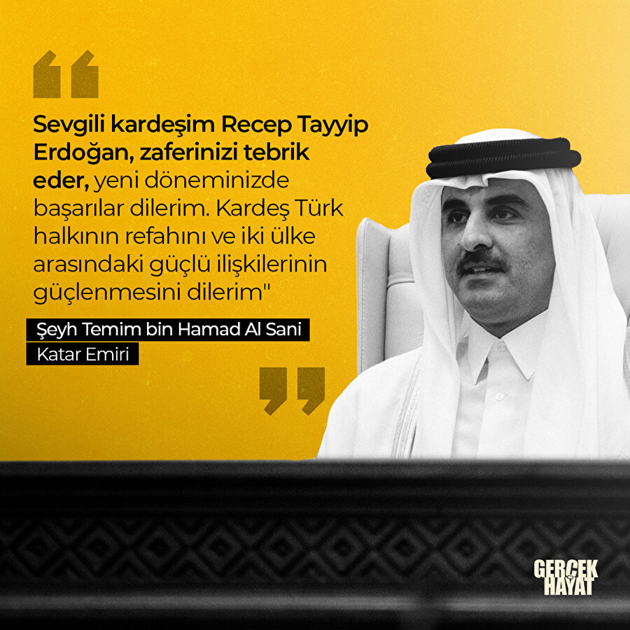 Erdoğan'a ilk tebrik Katar Emirinden geldi