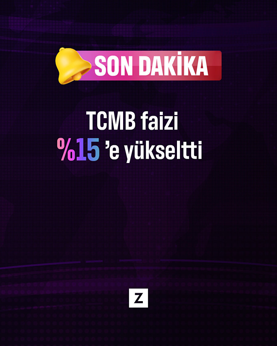 TCMB faizi %15’e yükseltti