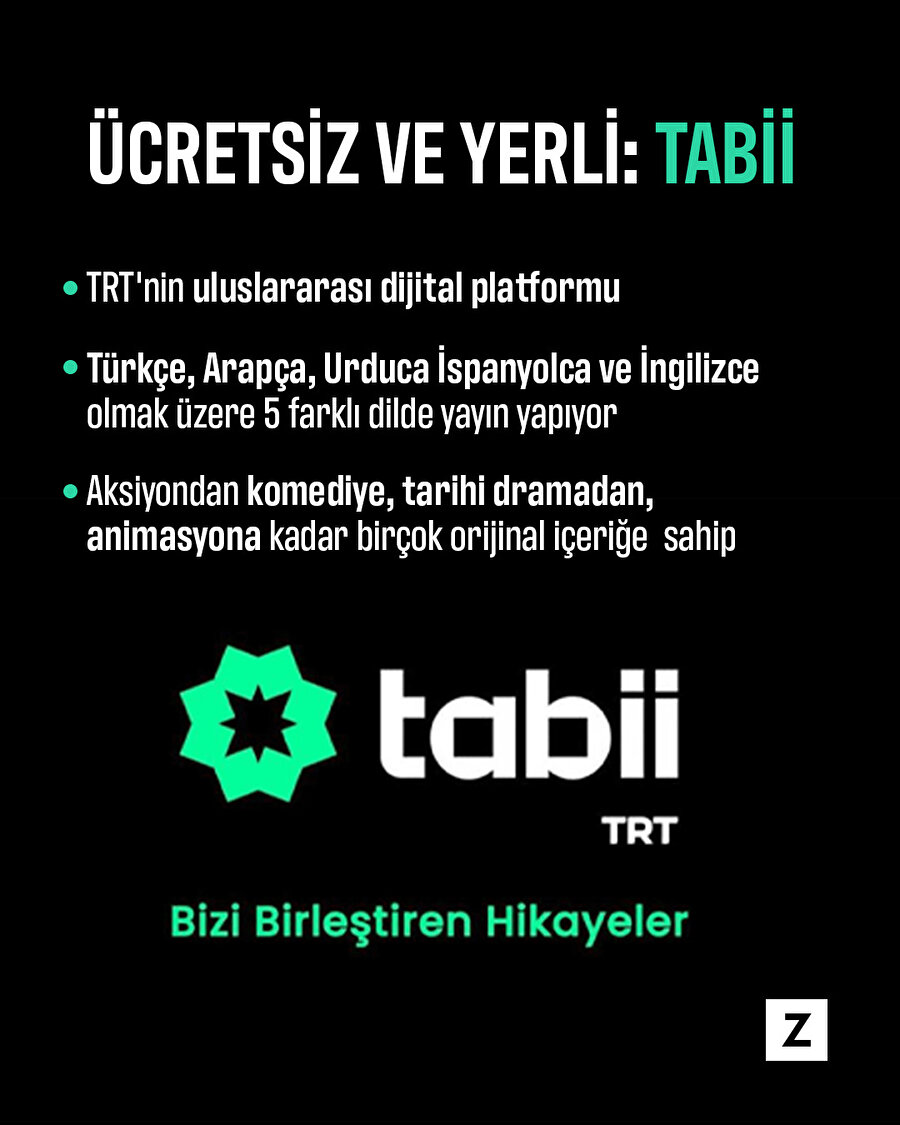 Ücretsiz ve yerli: Tabii