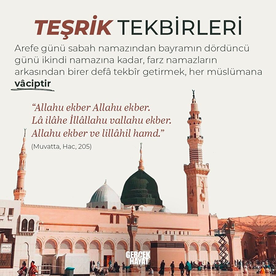 Teşrik tekbirlerini unutmayalım
