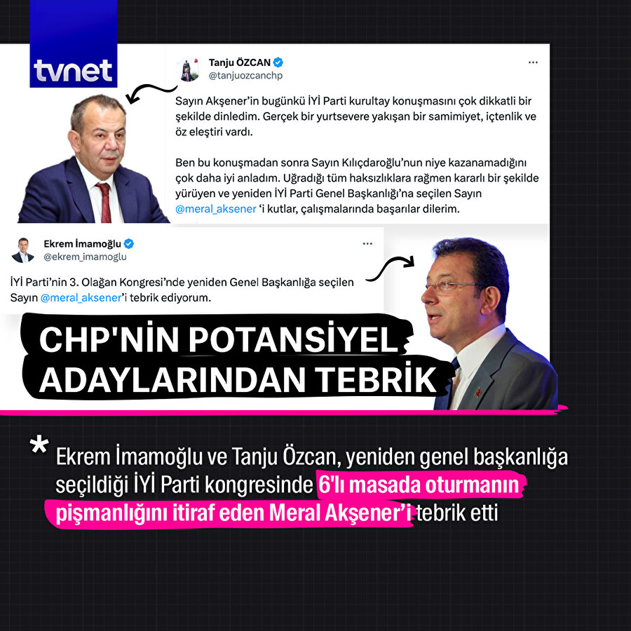 CHP'nin potansiyel başkan adaylarından Akşener'e tebrik