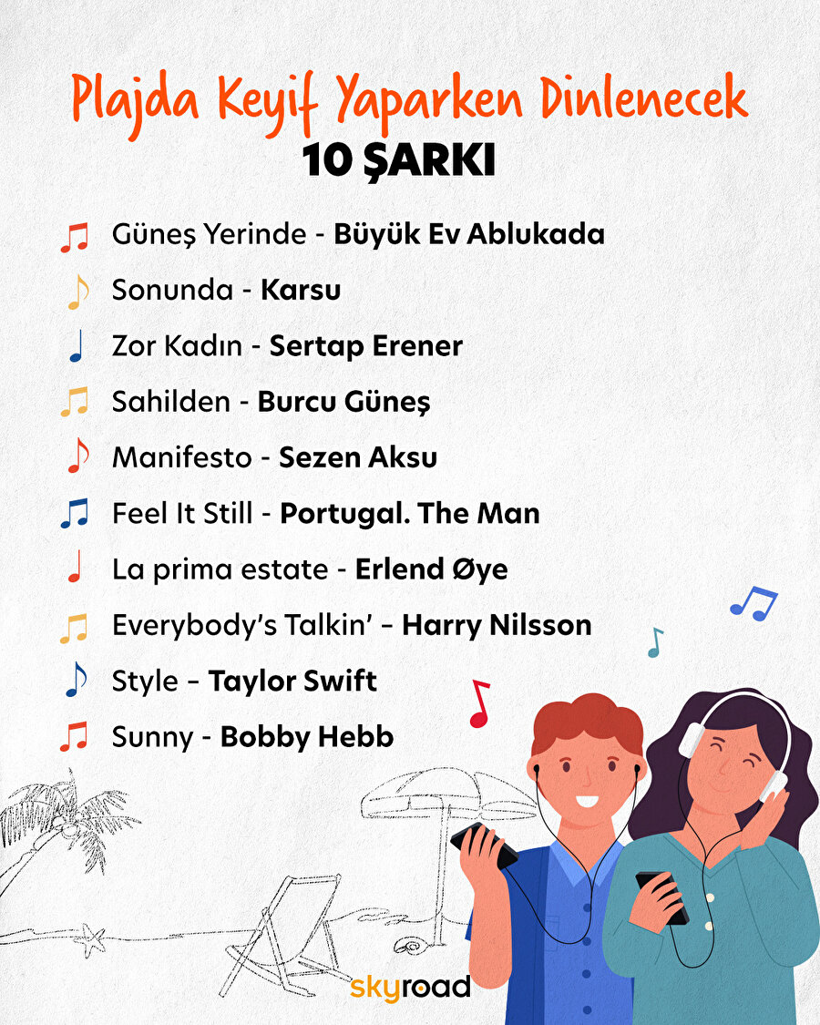 Plajda keyif yaparken dinlenecek 10 şarkı 🏖 🎶