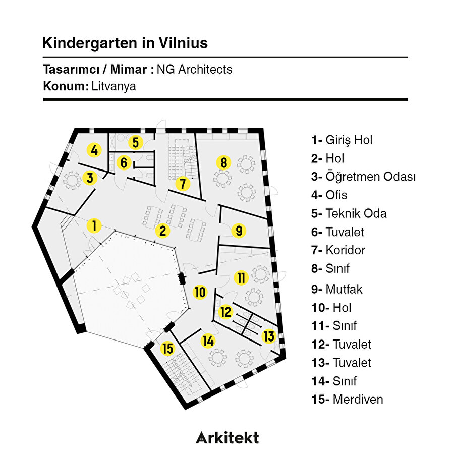 Doğayla iç içe bir tasarım: Kindergarten in Vilnius