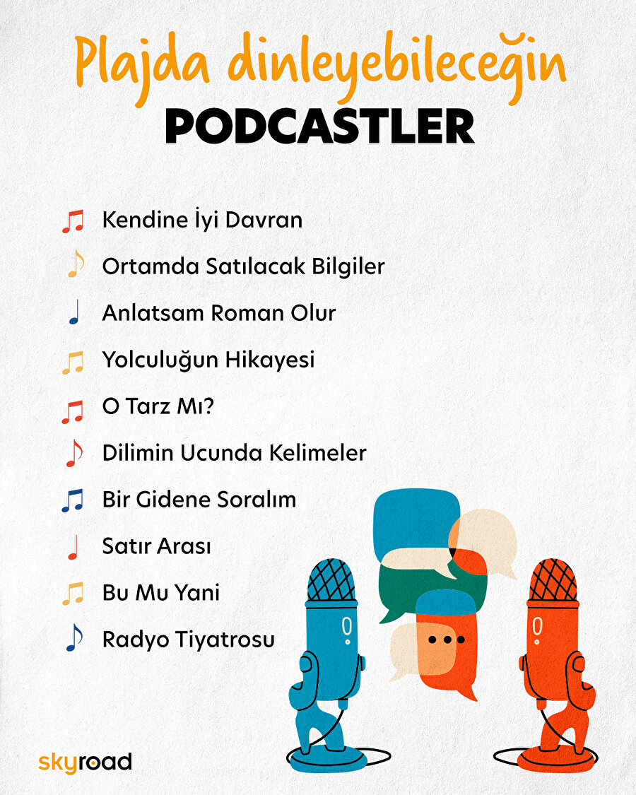 Plajda dinleyebileceğin Podcastler 🎶