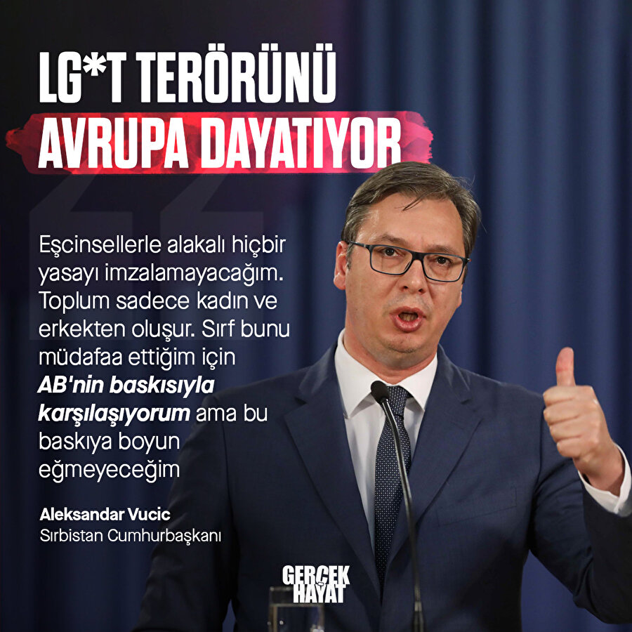 Sırbistan Cumhurbaşkanı Vucic, LGBT'te böyle tepki verdi