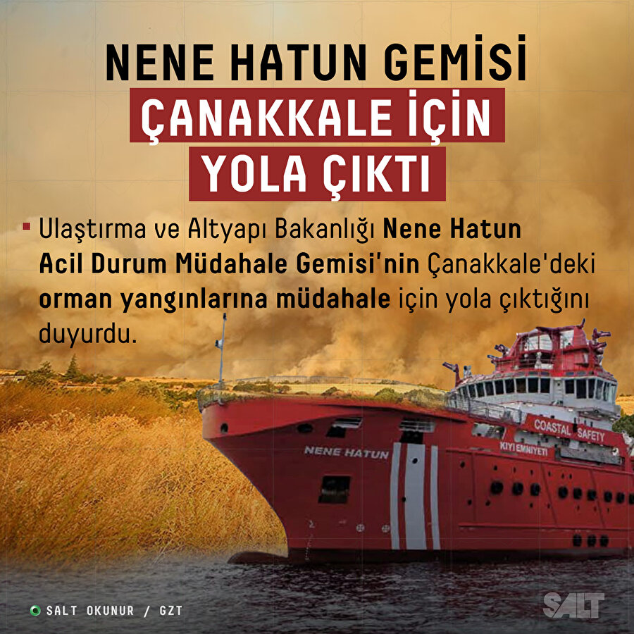 Nene Hatun Gemisi Çanakkale İçin Yola Çıktı