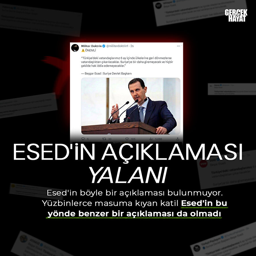 Esed'in böyle bir açıklaması yok