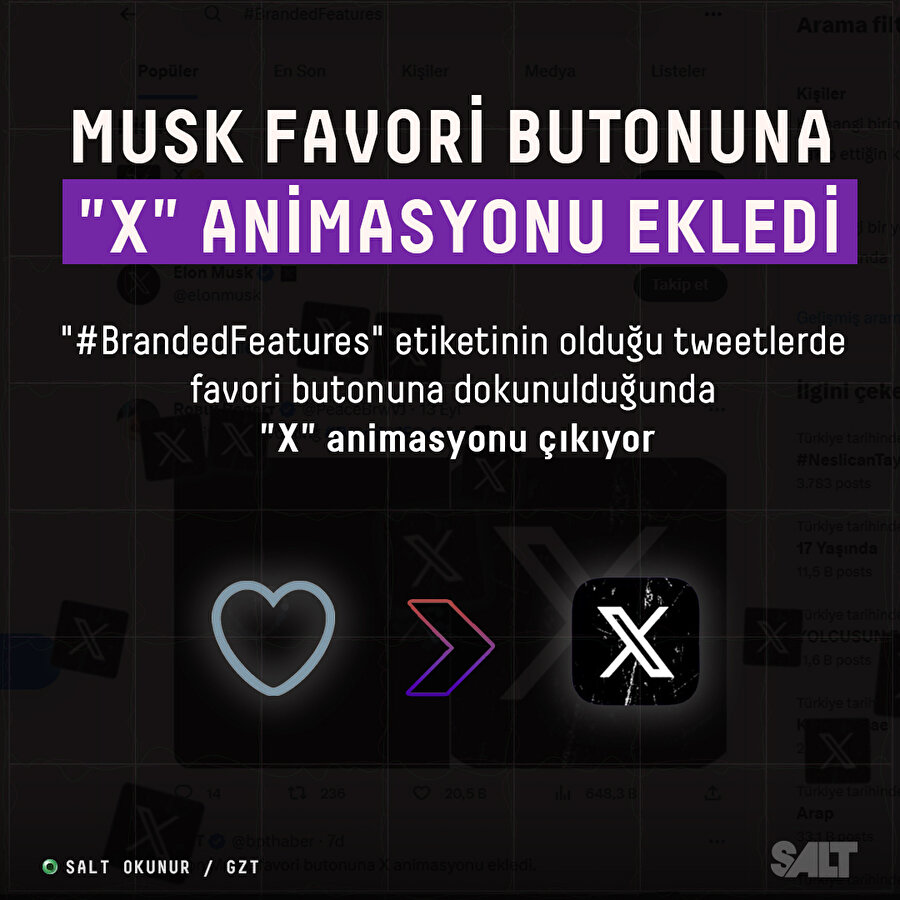 Musk beğenme butonuna "X" animasyonu ekledi