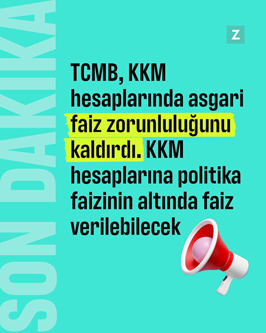 KKM hesaplarında asgari faiz zorunluluğu kalktı