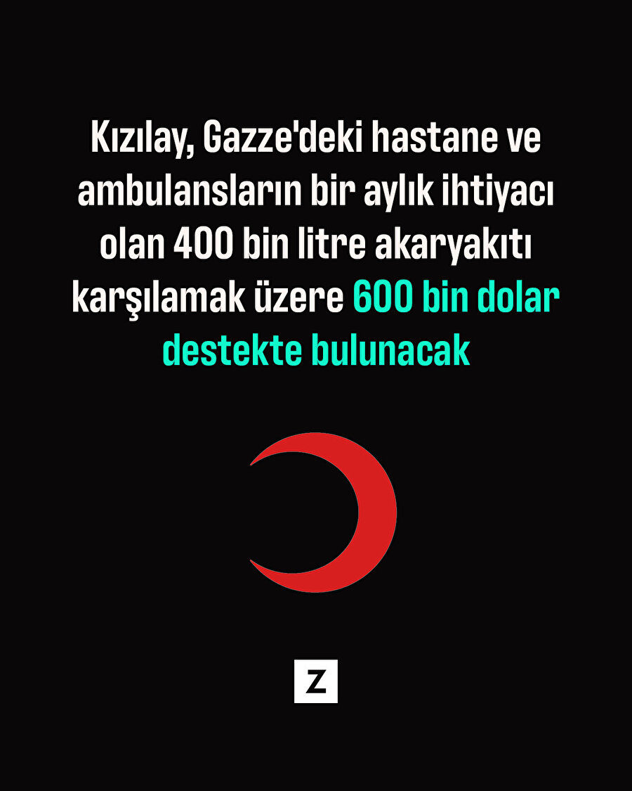 Kızılay'dan Gazze'ye akaryakıt yardımı