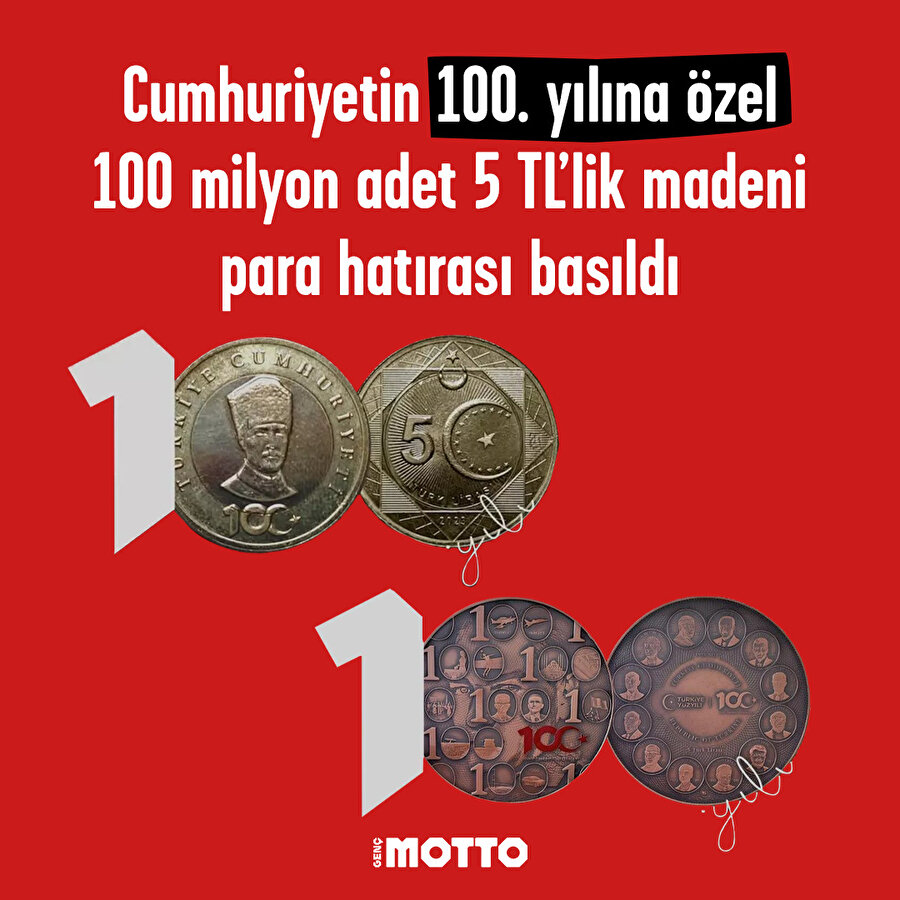 100. yıla özel madeni para 