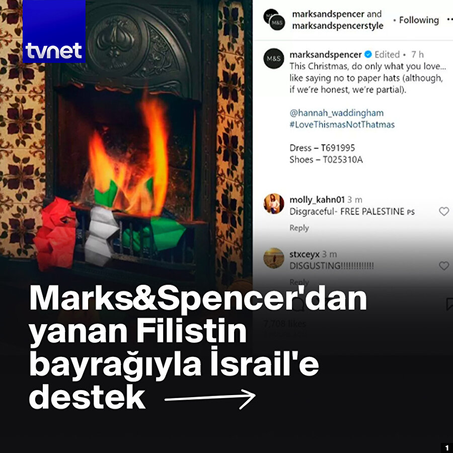 Marks&Spencer'dan yanan Filistin bayrağıyla İsrail'e destek