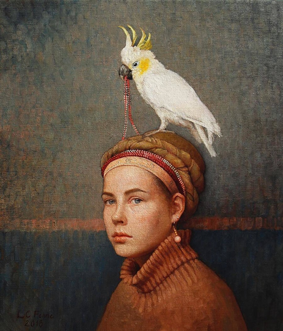 Kadın ve kuş figürlerine yoğunlaşan tablolar 🖼️