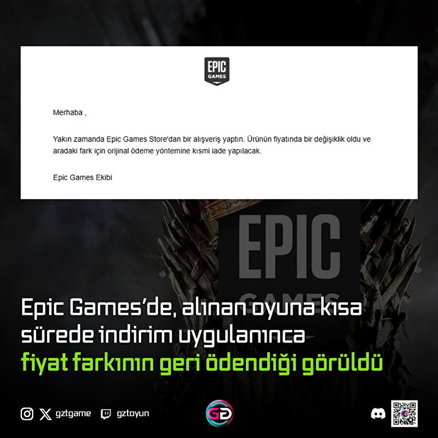 Epic Games indirime giren oyunların fiyat farkını ödemeye başladı