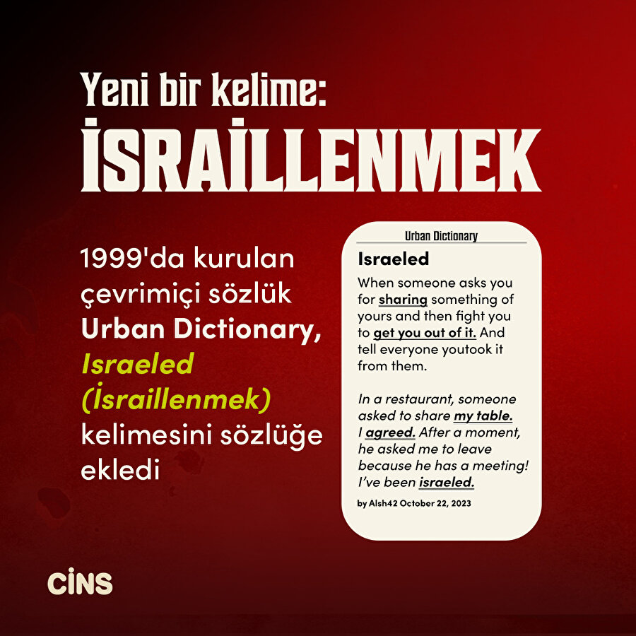Yeni bir kelime: İsraillenmek 📌