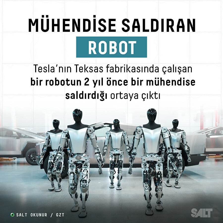 Mühendise saldıran robot