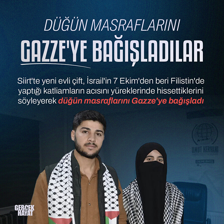 Düğün masrafı yerine Gazze'ye yardım yaptılar