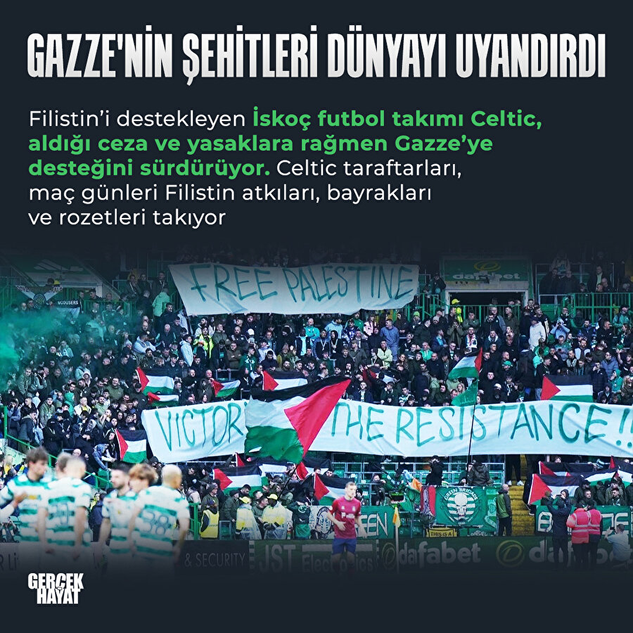İskoç takımı Celtic ceza almasına rağmen Gazze'nin yanında