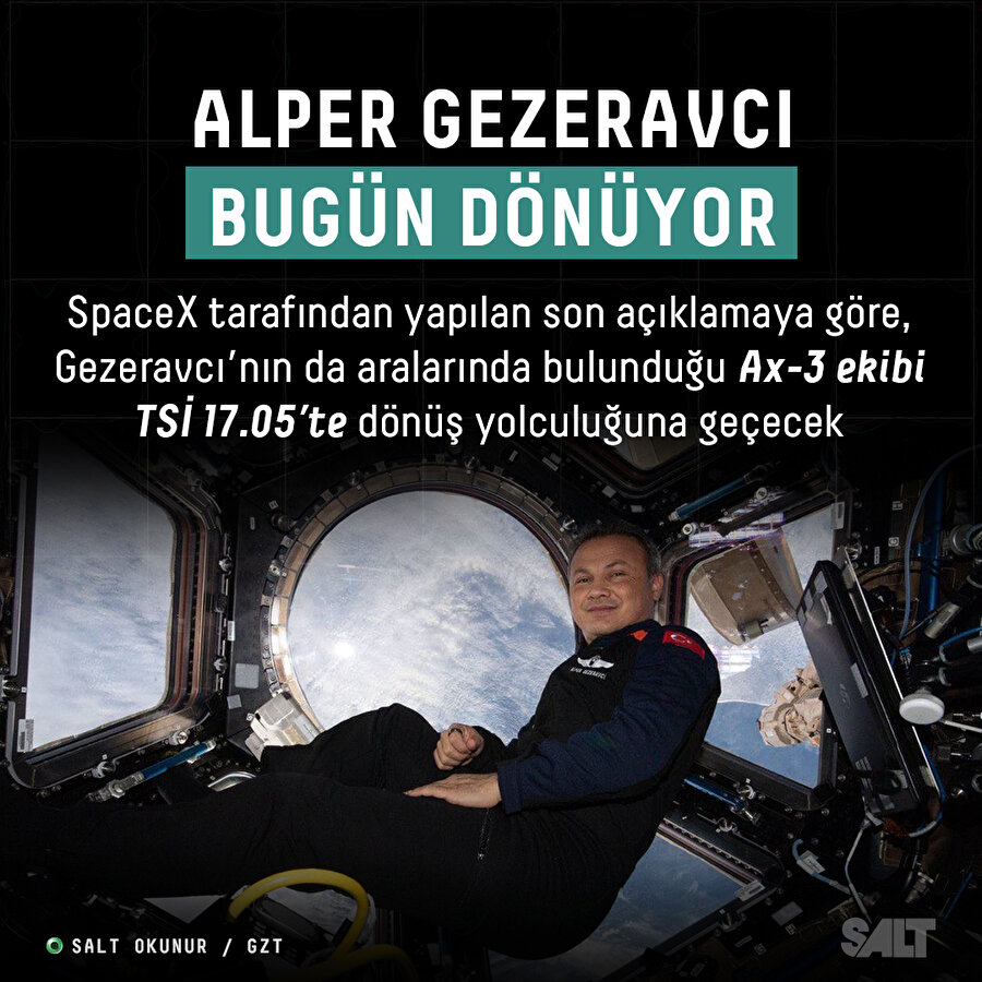 Alper Gezeravcı bugün dönüyor