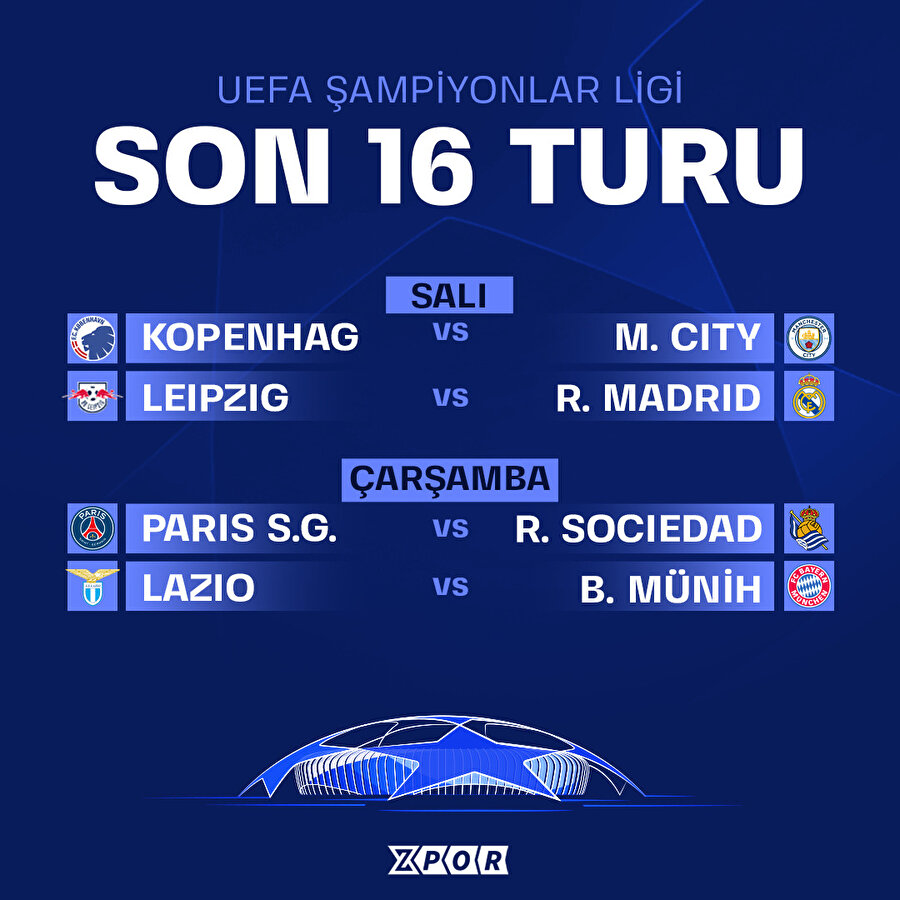 Şampiyonlar Ligi son 16 turu başlıyor