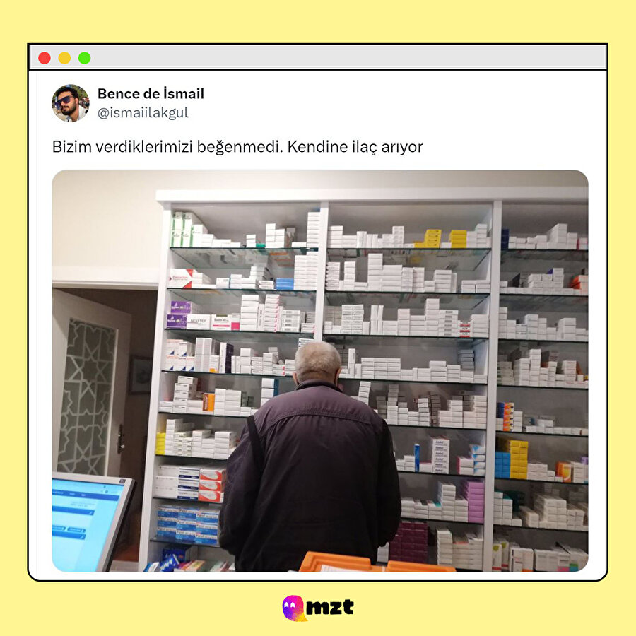 İsmini unutup kutusunu hatırladığı ilacı arıyordur