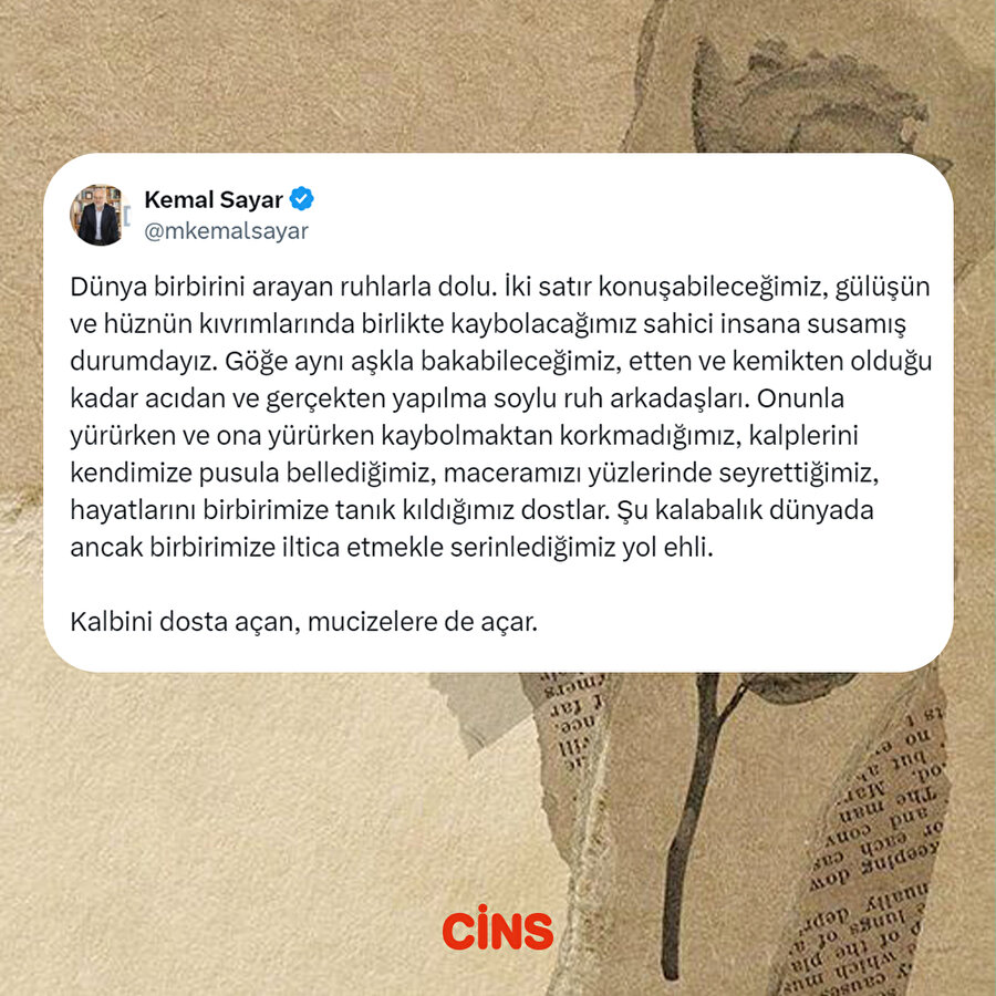 Kemal Sayar'dan ruh eşi üzerine 