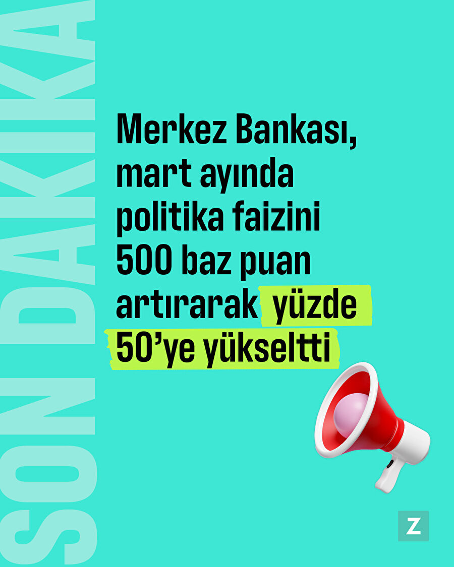 Merkez Bankası politika faizini yüzde 50'ye çıkardı 